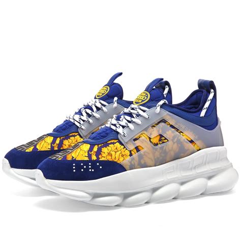 blue and yellow versace sneakers|Versace high heel sneakers.